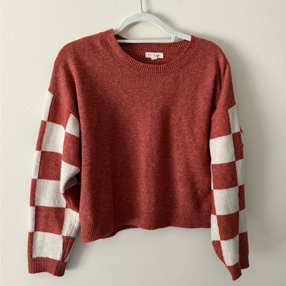 Blu Pepper Warm Rust Sweater with Cream Stripes